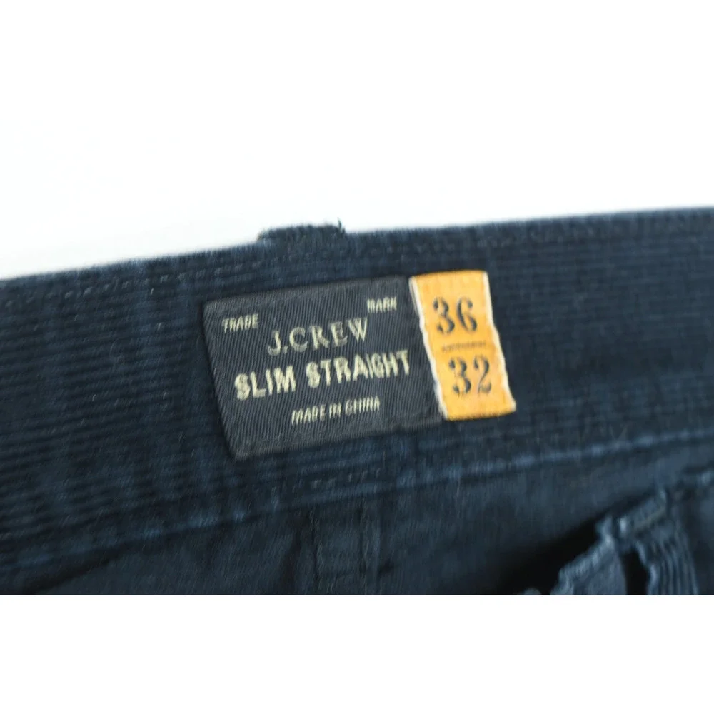 J.Crew Straight Fit Corduroy Pants Mens 36x32 (37x30) Blue Slim 5-Pocket Cotton